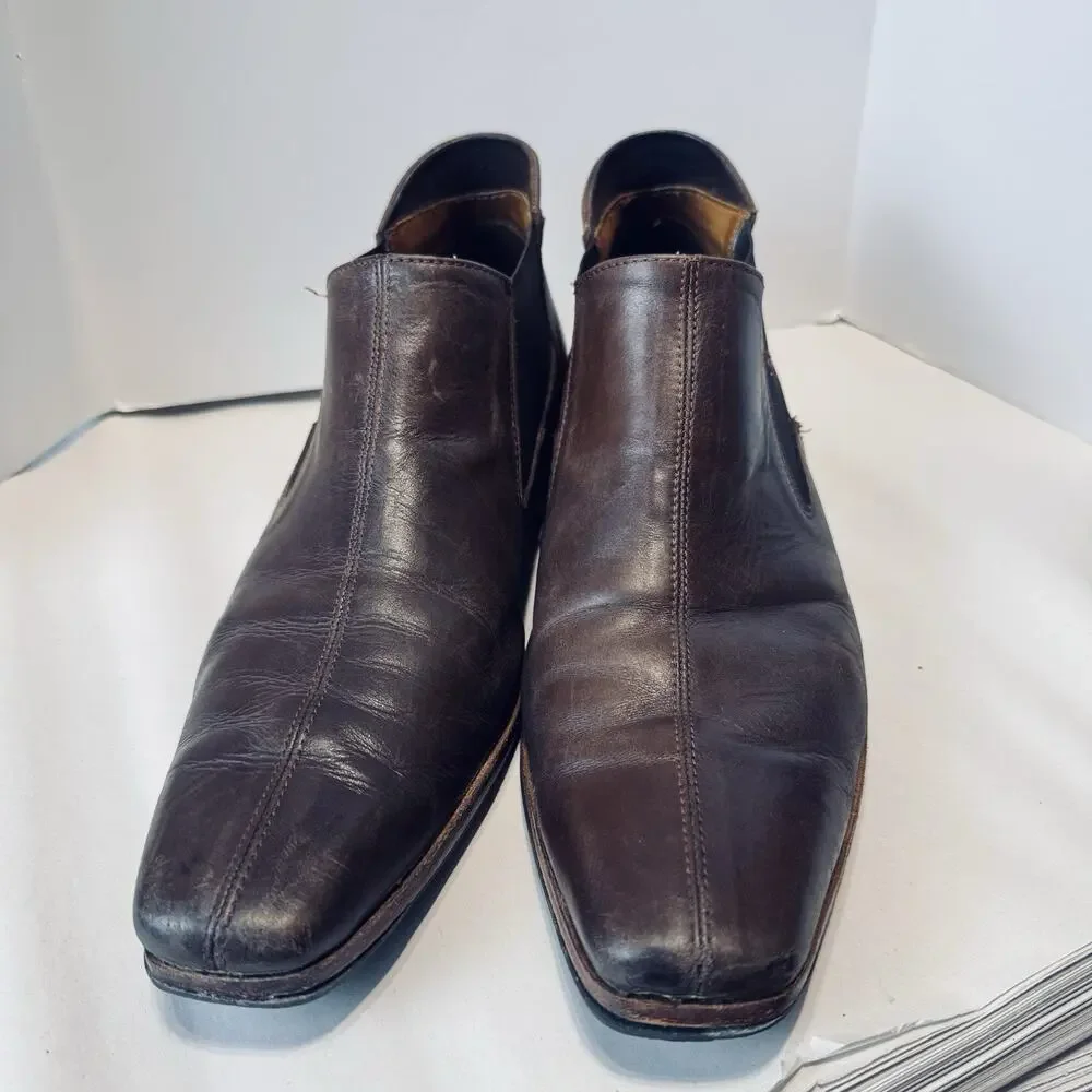 Vintage Navarro Brothers Men's ankle Boots Brown Leather Western Buenos Aires 10